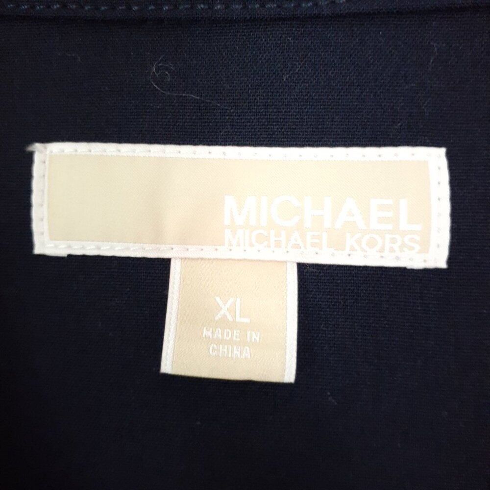 Michael Kors Womens Dress XL Zip Front Belted Short Sleeve Navy 197A - Picture 5 of 7